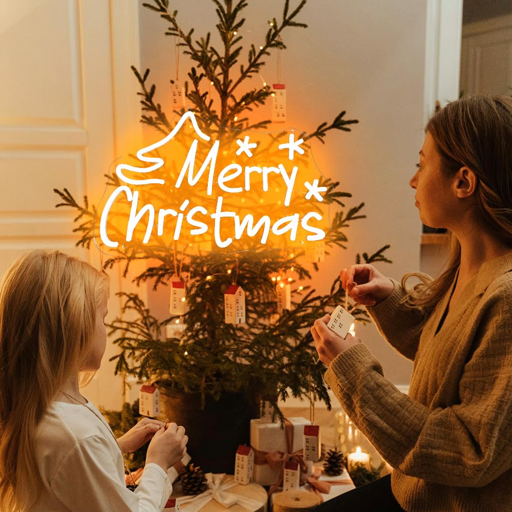 Merry Christmas Neon Signs USB&Battery Operated LED Chrismas Neon Lights for Christmas Decoration Xmas Light Up Sign for Living Room Bar Bedroom Gifts