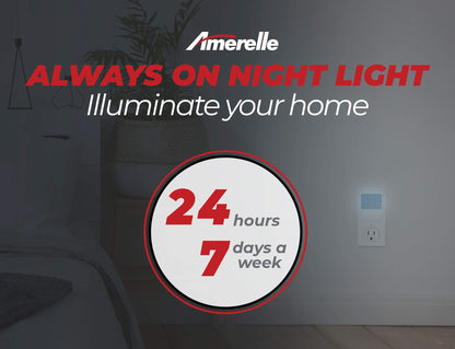 Amerelle Always-On Blue Night Light, 2 Pack (71282) - Slim, Plug-in, LED Light with a Soft, Cool Blue Glow - Suitable for Bedrooms, Bathrooms, Hallways, Kitchen, or Nursery
