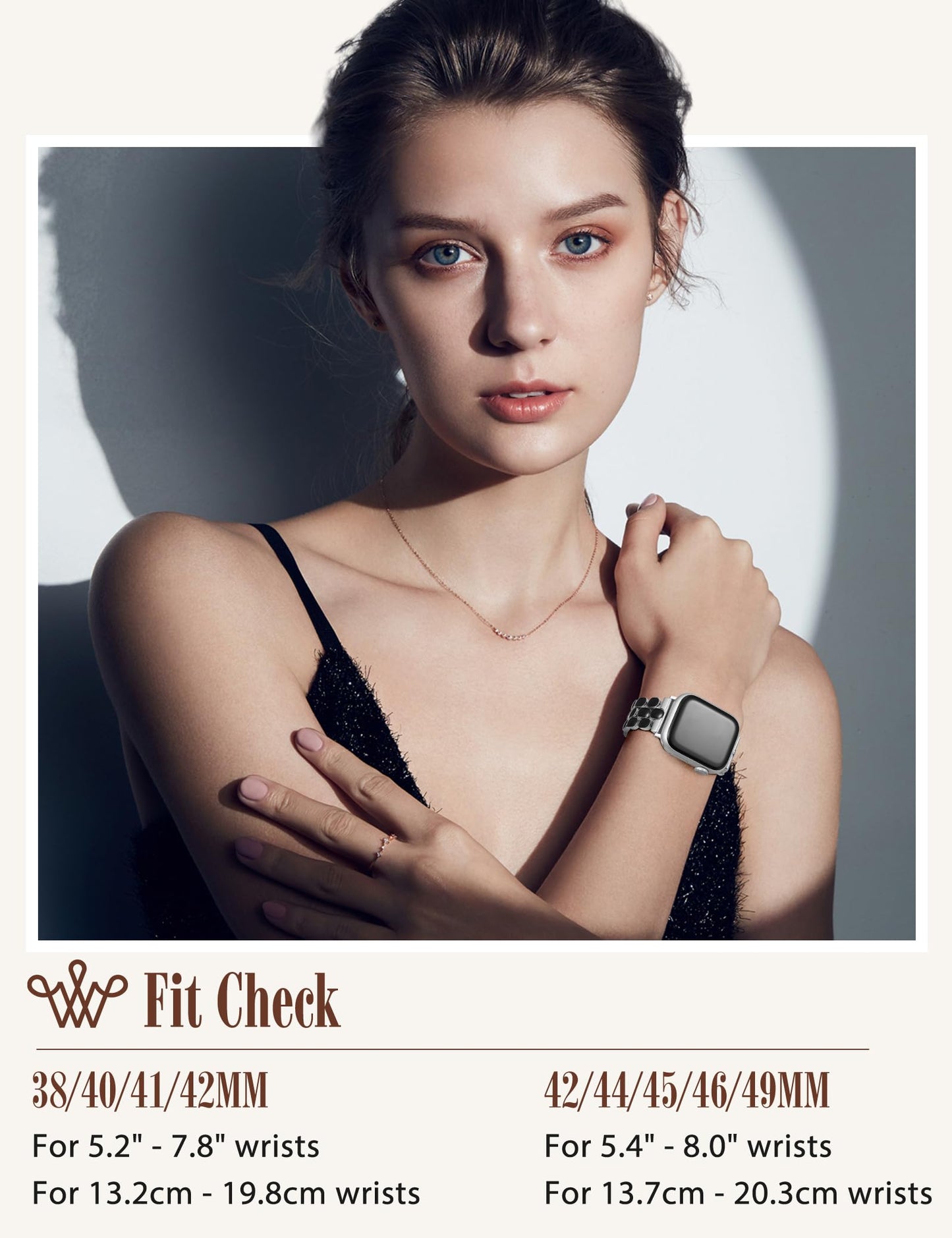 Wearlizer Metal Bracelet Compatible with Apple Watch Bands for Women 44/45/46/49/42mm, Gold Dressy Jewelry Enamel Silver Stainless Steel Strap for iWatch Band Ultra SE Series 11/10/9/8/7/6/5/4/3/2/1