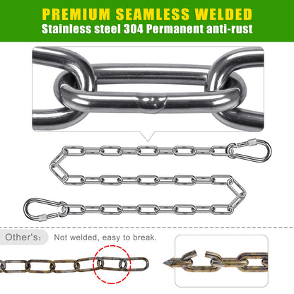 SELEWARE 2-Pack Heavy Duty Stainless Steel Punching Bag Chain, 1000LB Heavy Bag Hanging Chain with Carabiners, 20" Extension Chain for Boxing Bags, Hammocks, Swings, Yoga Trapeze & Hanging Chairs