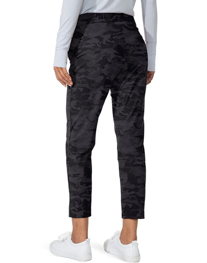 G Gradual Women's Pants with Deep Pockets 7/8 Stretch Sweatpants for Women Athletic, Golf, Lounge, Work (Black Camo, Large)