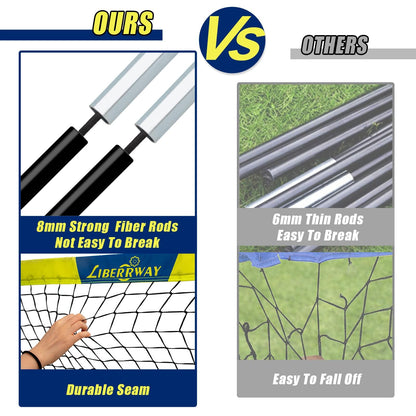 LIBERRWAY Soccer Goal 4'x 3' Portable Kids Soccer Goals for Backyard or Indoor Pop Up Soccer Net with 6 Training Cones, Carrying Bag, 8 Ground Stakes