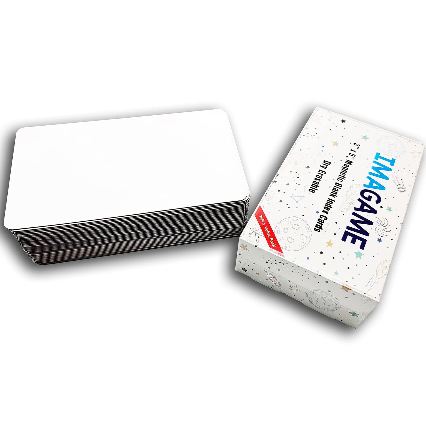 IMAGAME Dry Erase Magnets, Blank Magnetic Dry Erase Labels, 36-Pack, Erasable Magnets for Whiteboard, Multipurpose White Magnetic Labels to Write On for Classroom, Home, Education, Office, 3" x 5"