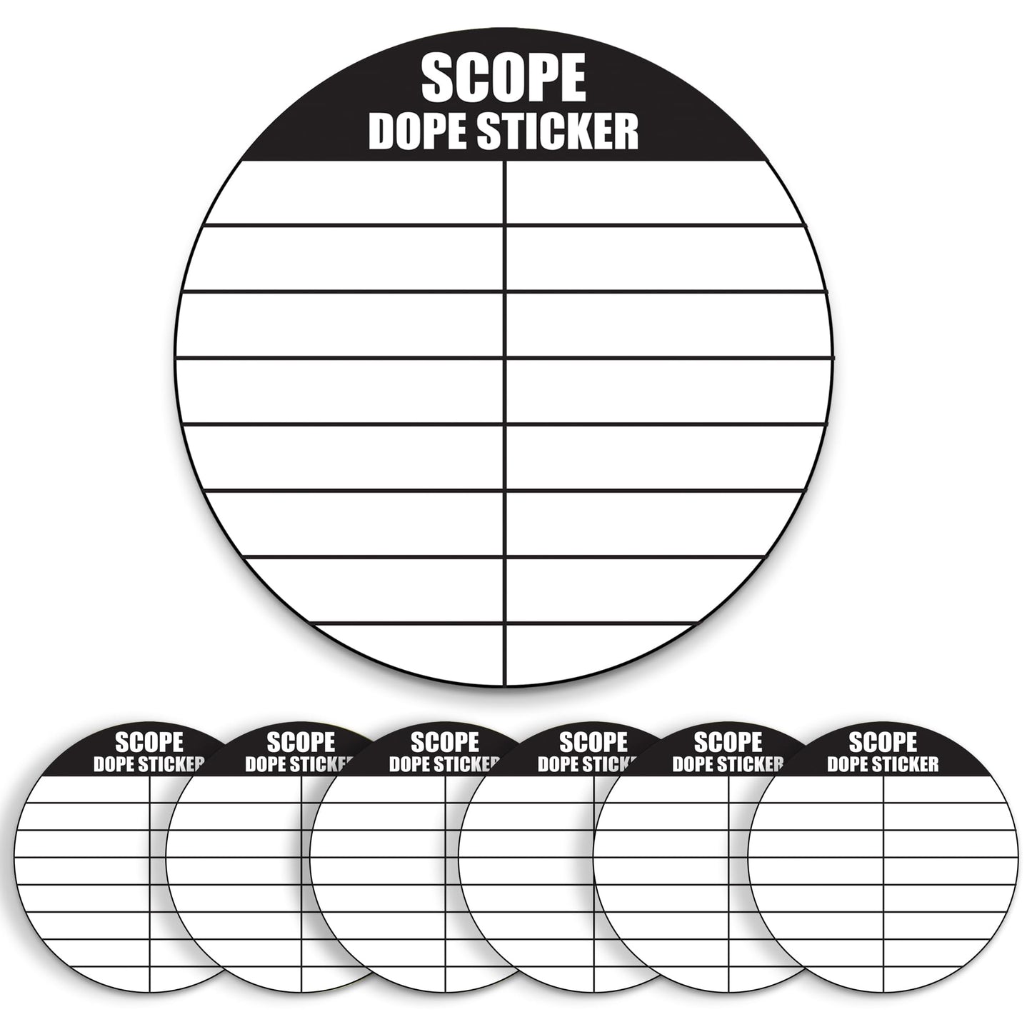 12 Writable Scope DOPE Stickers for Shooting -Fits Most Rifle Scope Caps