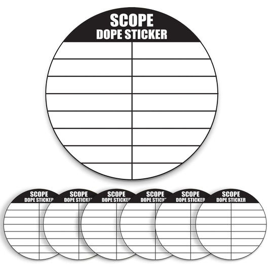 12 Writable Scope DOPE Stickers for Shooting -Fits Most Rifle Scope Caps