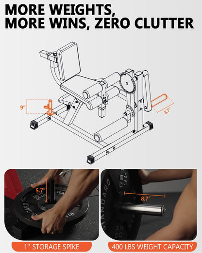 GMWD Leg Extension and Curl Machine, Lower Body Special Leg Machine, Adjustable Leg Exercise Bench with Plate Loaded, Leg Rotary Extension for Thigh, Home Gym Weight Machine, Red