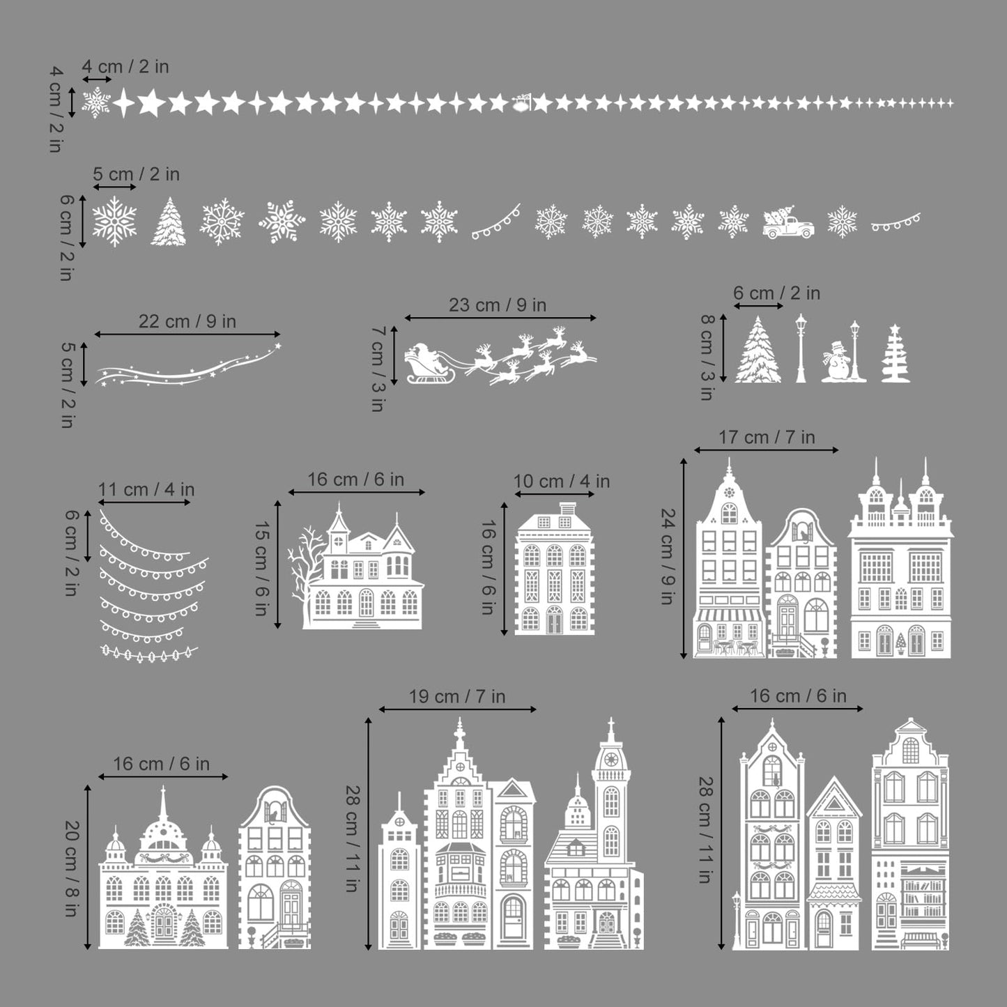 decalmile Merry Christmas White House Double Sided Window Clings Xmas Santa Claus Reindeer Snowflake Anti-Collision Glass Doors Window Stickers Decals