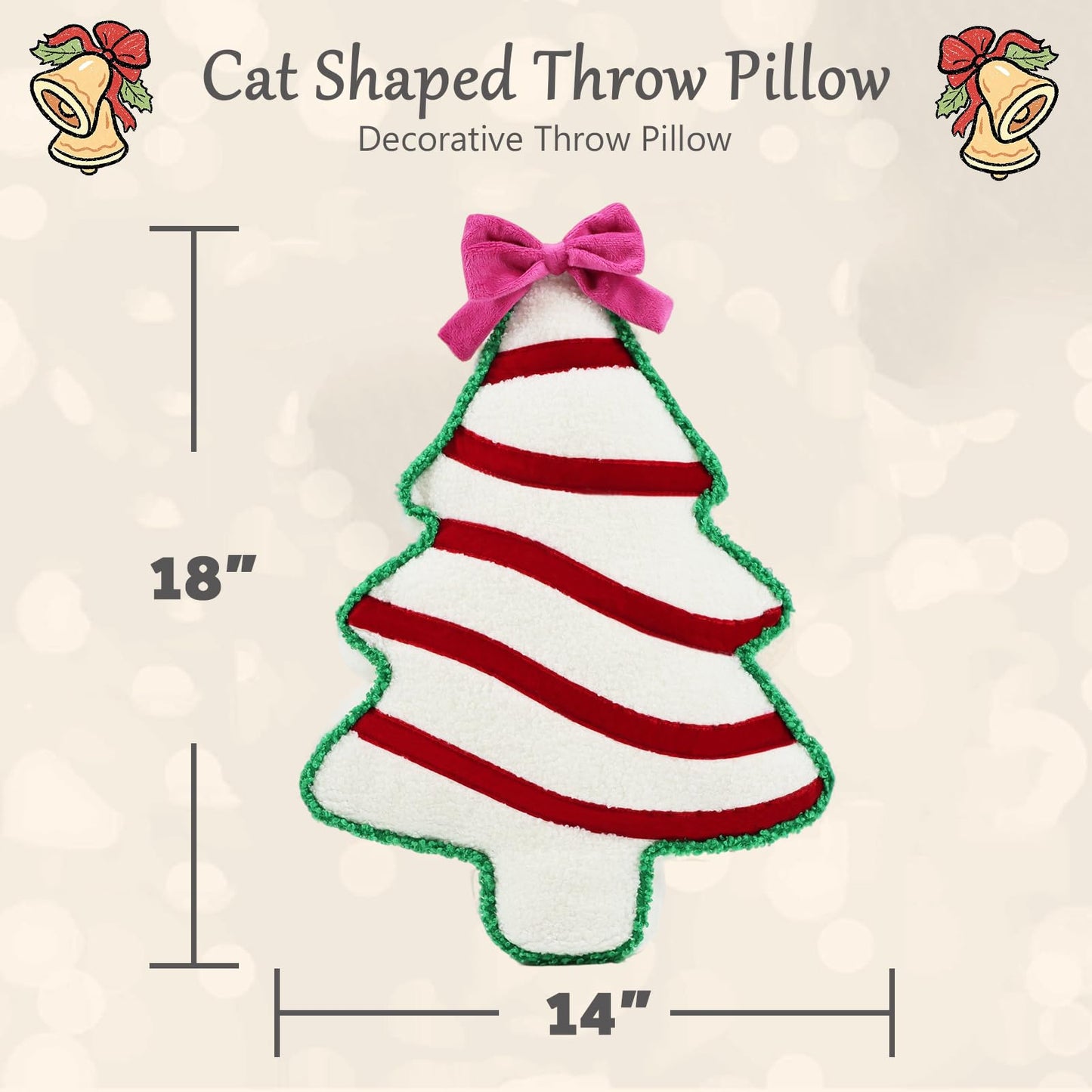 VigorSpring Christmas Tree Shaped Pillows- Plush Stuffed Christmas Tree Throw Pillows for Home Couch Sofa Bed Decorative, Cute Xmas 3D Shaped Decor, 14x18 Inch