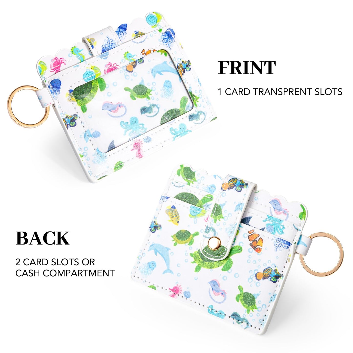 elephtree Wristlet Wallet Keychain,Beaded Silicone Bracelet PU Leather Card Holder Tassel Key Ring Bangle for Women Girls(Turtle)