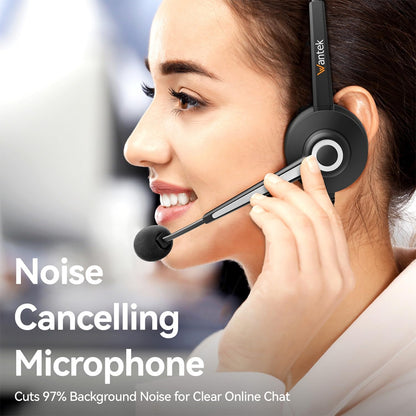 Wantek USB Headset with Microphone for PC, Computer Laptop Headset with Call Answer Button for MS Teams & IP Phones, Lightweight Design & Memory Foam Cushions for All-Day Comfort