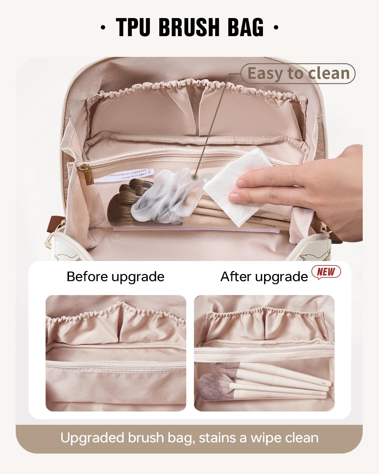 EACHY Travel Makeup Bag, Large Capacity Cosmetic Bags for Women, Waterproof Portable Pouch Open Flat Toiletry Bag Pattern Make up Bag (F-Green)