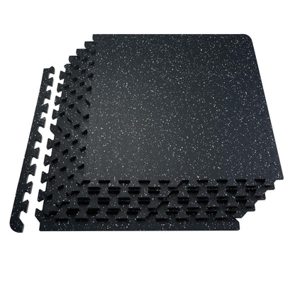 VEVOR 0.56In 100sq.ft 25 Tiles Gym Flooring for Home Gym, Rubber Top with High Density EVA Foam, 25" x 25" Gym Floor Exercise Equipment Mats, Interlocking Gym Mats, Puzzle Workout Mats, Black & White