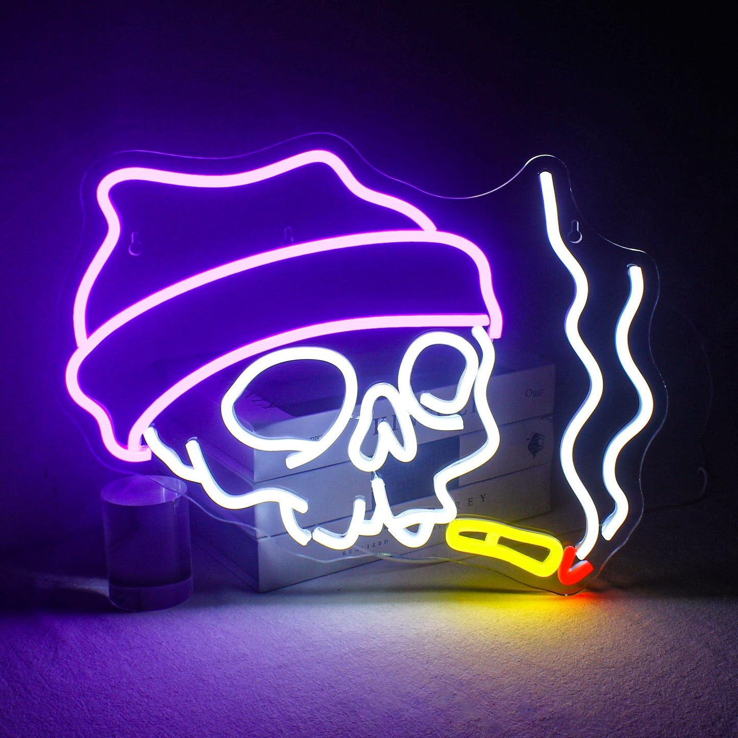 Lucunstar Skull Neon Sign Halloween LED Sign Neon Signs for Wall Decor Adjustable Brightness Halloween Neon Signs Neon Sign For Party Bedroom Wall Decor Home Party Light Decoration