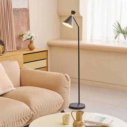 Globe Electric 62" Floor Lamp, Matte Black, Matte Brass Accents, On/Off Rotary Switch on Socket, Living Room & Bedroom Lighting