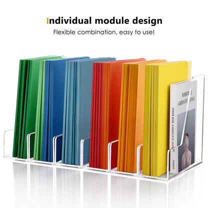 SANRUI 2-Pack Acrylic Magazine File Holder Desk Organizer Magazine Rack, Clear, Vertical File Sorter Holders, 9.45" D x 3.54" W x 10.24" H