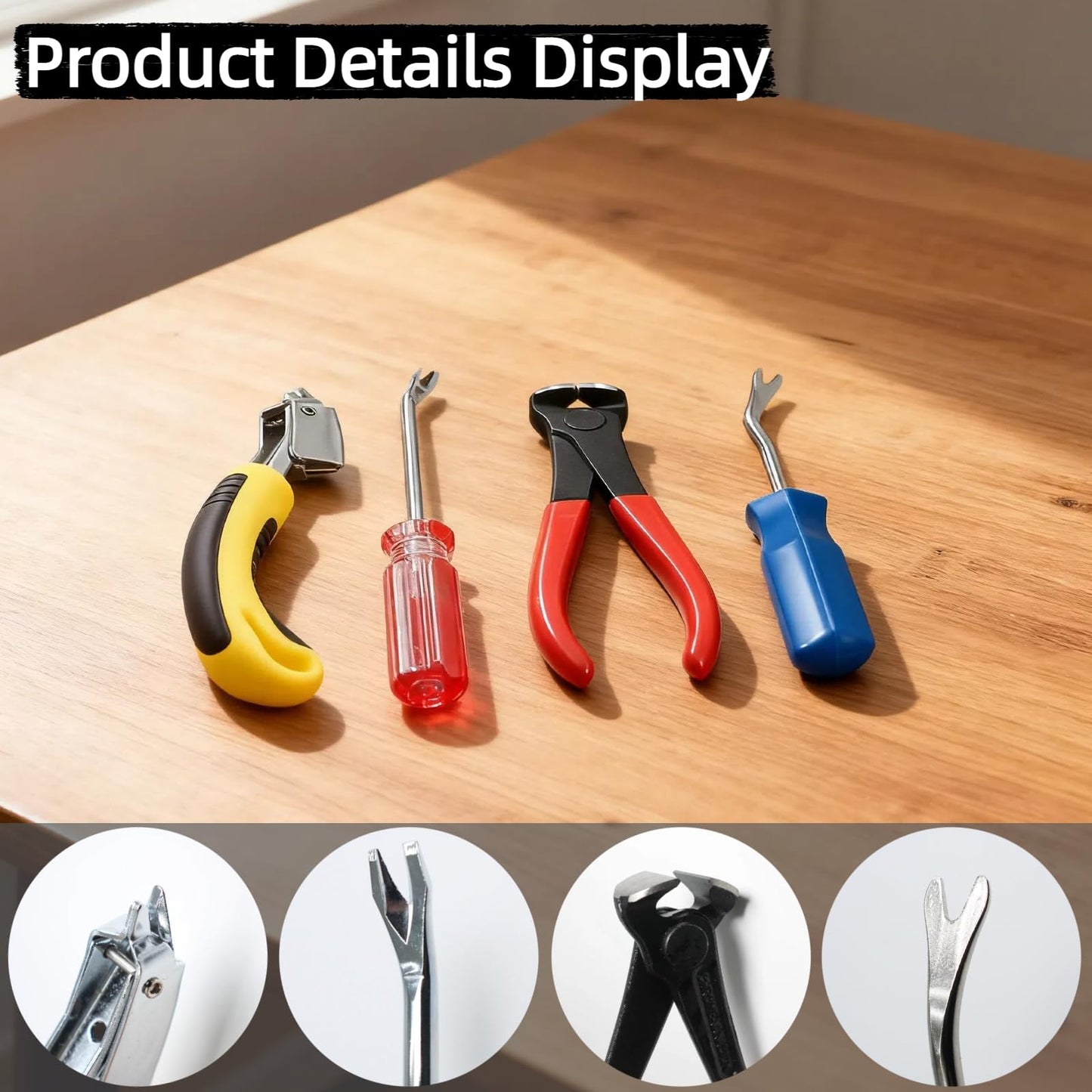 4 Pcs Fors Upholstery Staple Remover Tack Puller Nail Remover Tool Set Nail Puller Plier, Staple Puller, Tack Lifter, Fastener Remover, for Furniture Floor Wall Wooden Case Car Photo Frame