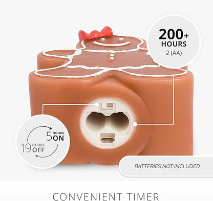Luminara Flameless Candle Moving Flame LED with Timer, Real Unscented Wax Gingerbread Girl Figural 4.6"x5.5", Battery Operated Christmas Holiday Decor, Remote Compatible (Batteries Not Included)
