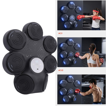 SPYMINNPOO Music Boxing Machine, Interactive Wall Mount Punching Trainer, Boxing Training Equipmentfor Home Fitness (White)