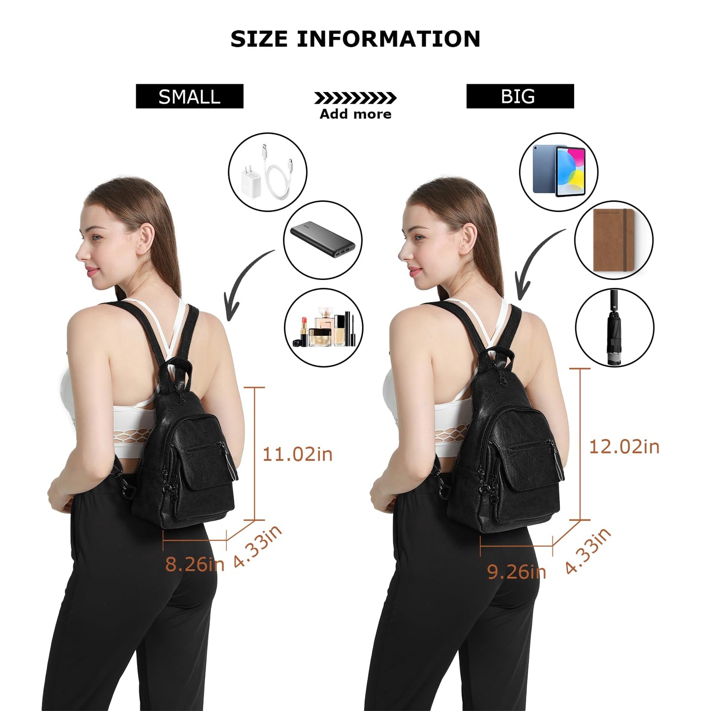 Small Backpack Purse for Women Fashion PU Leather Backpack Convertible Ladies Sling Bag