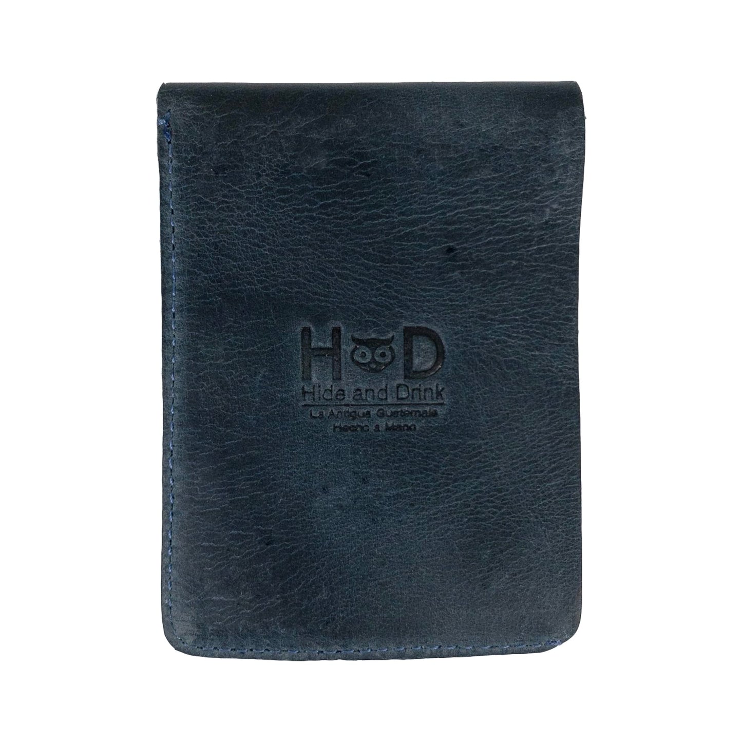 Hide & Drink, Vertical Front Pocket Wallet with Card Slot, Compact Storage for Bills, Card Holder, Full Grain Leather, Handmade, Slate Blue