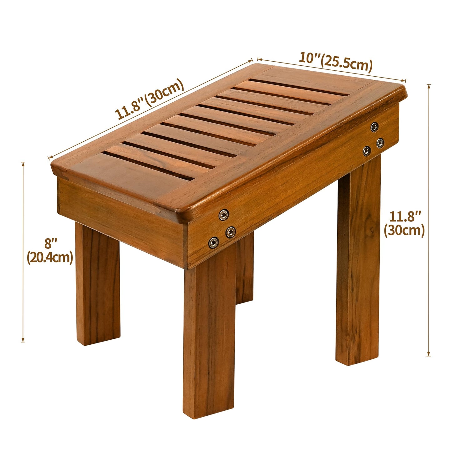 Utoplike Teak Wood Shower Foot Stool for Shaving Legs, Sturdy Shower Foot Rest for Shower Shaving, Wooden Shower Foot Step for Bathroom