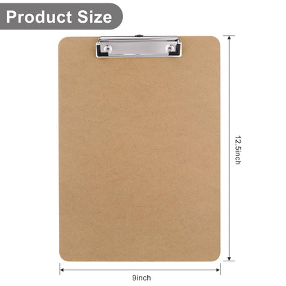 Macroclo Wood Clipboards Set of 2, Letter Size Hardboard Clip Board 8.5x11 for Classroom, Students, Kid, A4 Standard Size 9" x 12.5" with Low Profile Clip, Office & School Supply