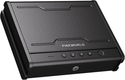 Biometric Gun Safe for Handgun - Quick Access Pistol Safe with Fingerprint & Voice Navigation | Interior Light, Mute Mode, Steel Cable Included