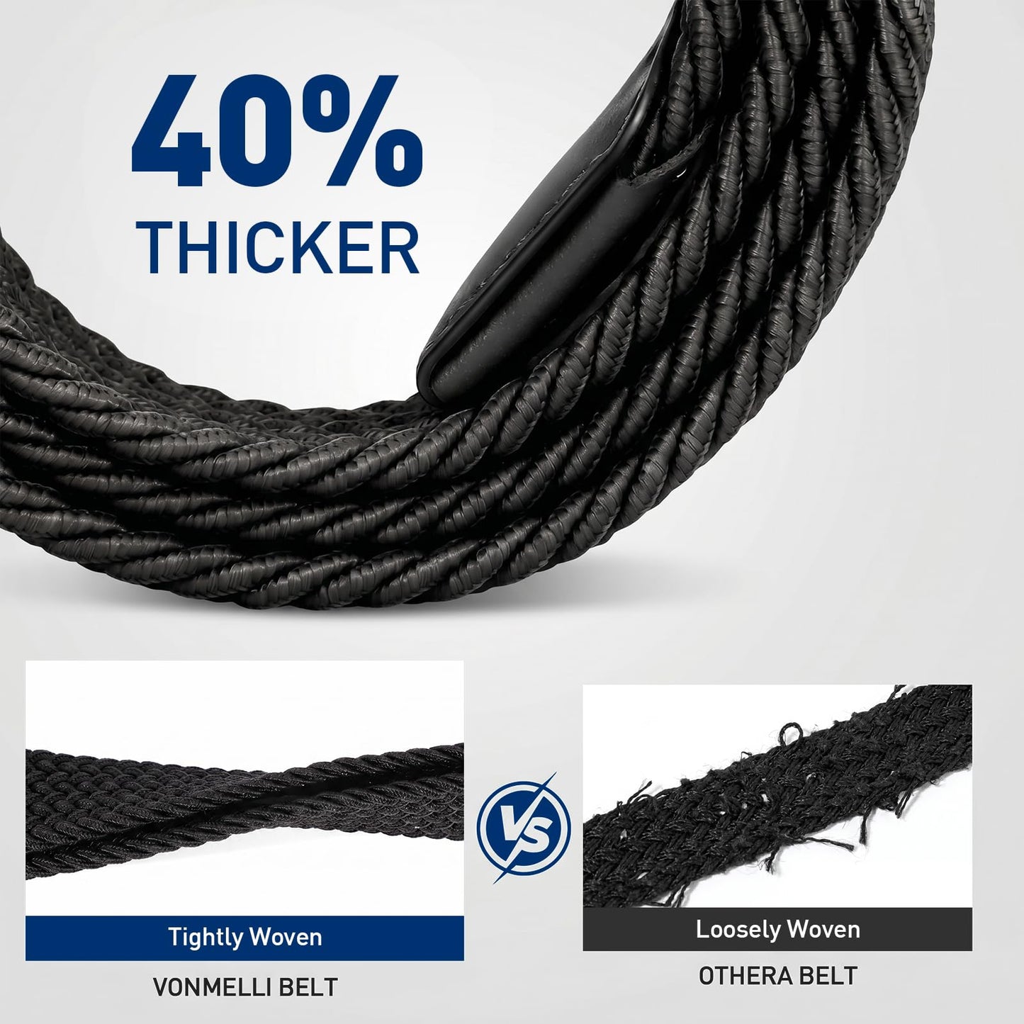 VONMELLI Mens Stretch Braided Belt, Elastic Golf Belt for Men 1 3/8" Casual Woven Belts for Jeans Pants, Black L