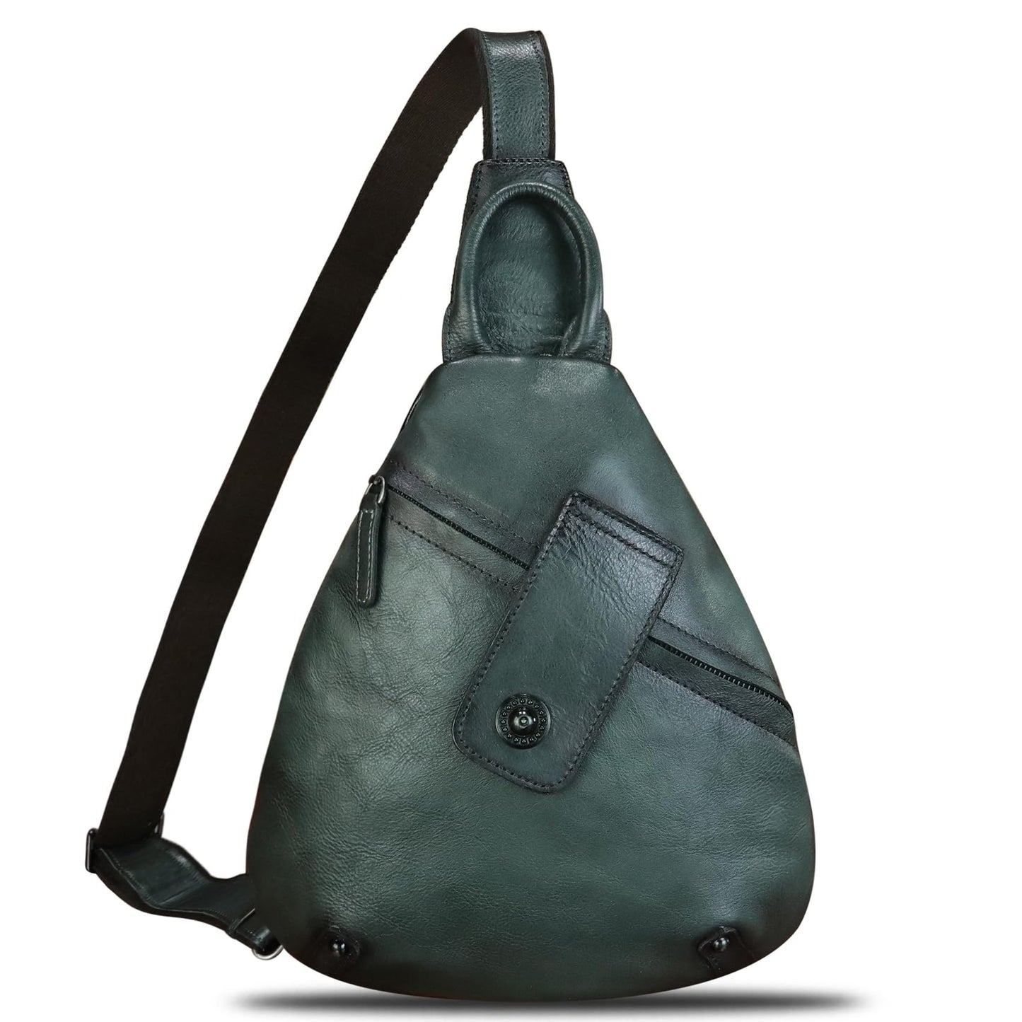IVTG Genuine Leather Sling Bag for Men and Women Classical Real Leather Sling Backpack Purse Crossbody Bag for iPad Pro 11 inch (Darkgrey)