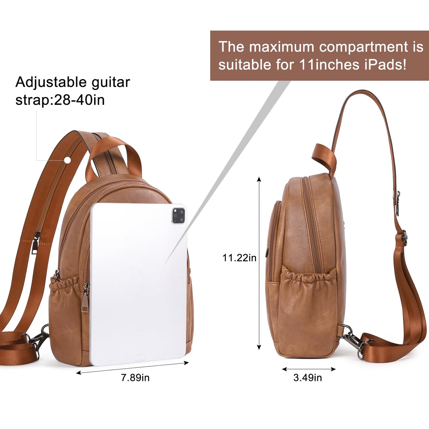 CLUCI Sling Bag for Women Leather Women's Backpack Small Convertible Backpack Purse for Women Travel Hiking Cycling