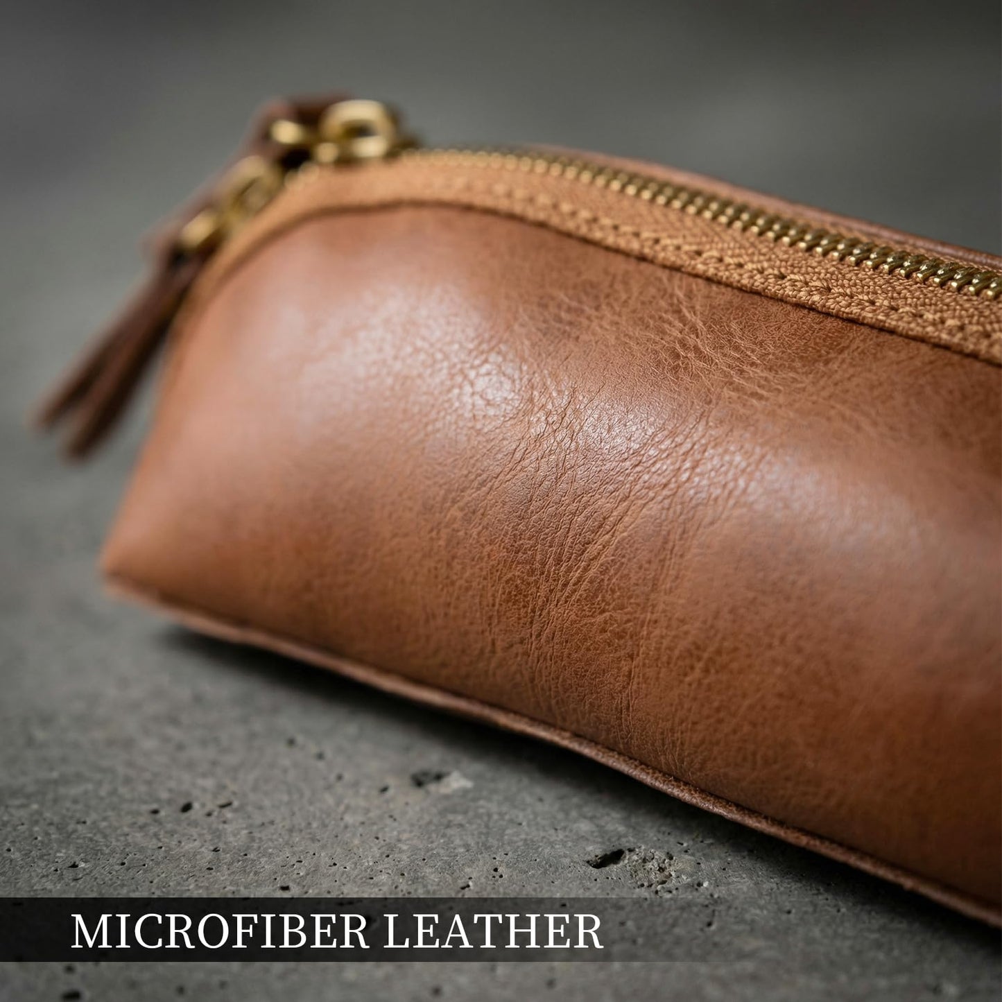 NANRUIL Pencil Case Cover Genuine Leather Pencil Pouch with Zipper Pen Sleeve Bag,Simple Sturdy Pencil Box for Men and Women.Brown
