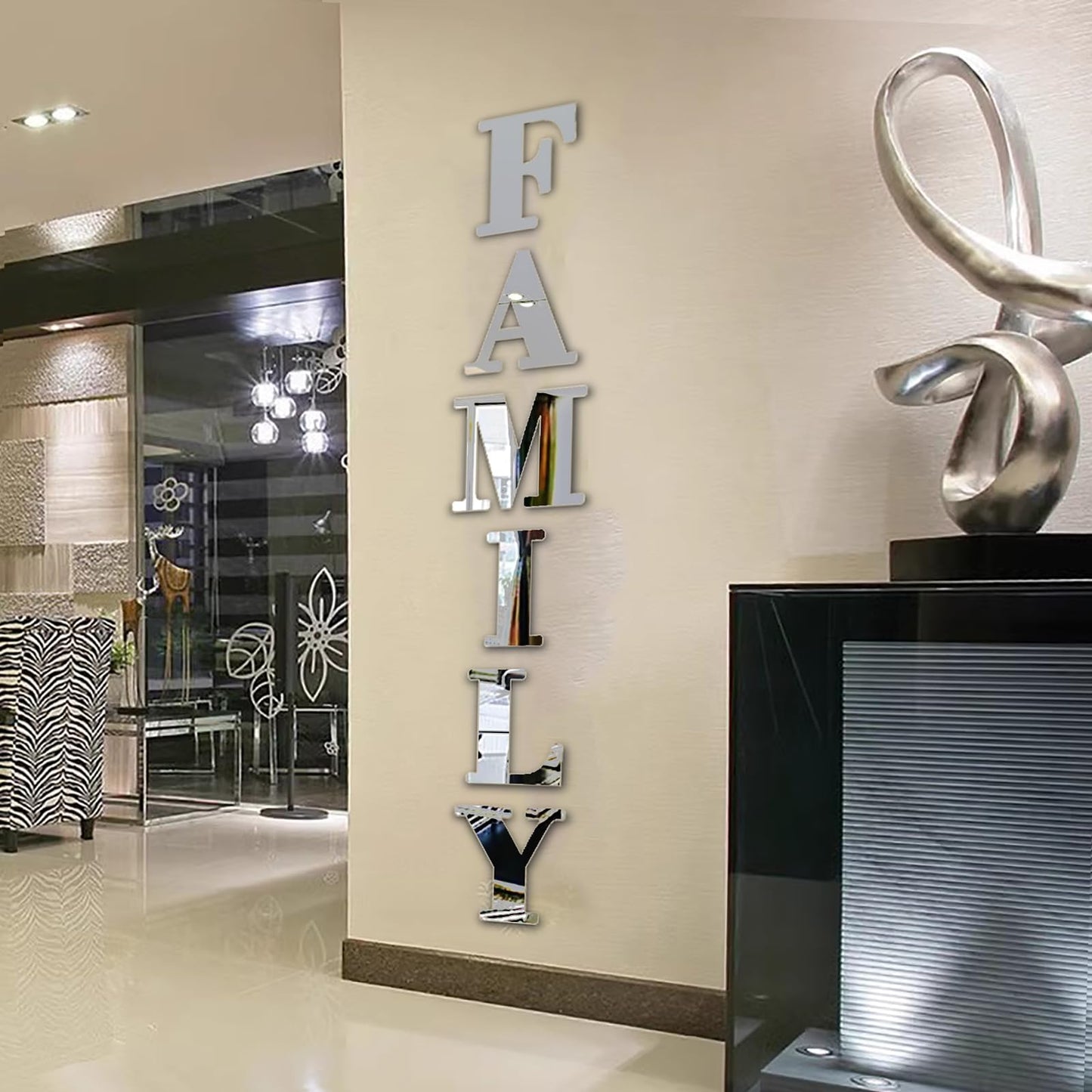 YUZUCMCM Wall Decor Family Letter Signs Home Decor Upgrade Mirrors Stickers Acrylic Wall Decorations for Bedroom Living Room