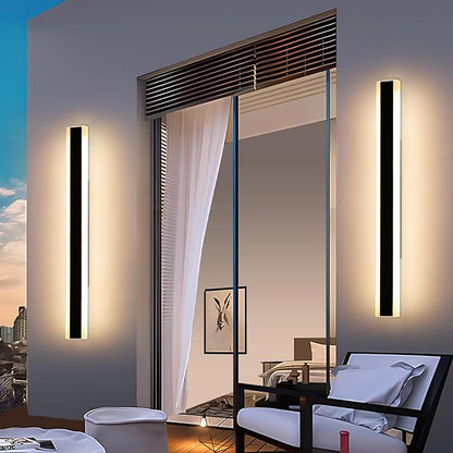 Mikeru 2pack 47.2inch Outdoor Wall Light Fixtures, 3000K Modern Outdoor Lights Exterior for House Ip65 Waterproof Rust Long LED Wall Light Fixtures Hardwire Wall Mount Exterior Lighting for Garage