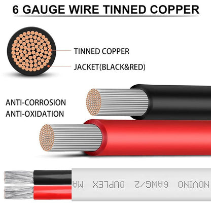 6 AWG Marine Wire - Duplex Marine Grade Tinned Copper Cable | 50ft for Boat, RV, Automotive Use