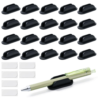 UEHSNI 20 Pack Adhesive Pencil Holders for Desk,Silicone Flexible Pen Holder for Wall, Office, School,Home,Classroom Must Haves,Teacher Supplies Accessories,Desk Organizer,Art Supply,Small Gift ﻿