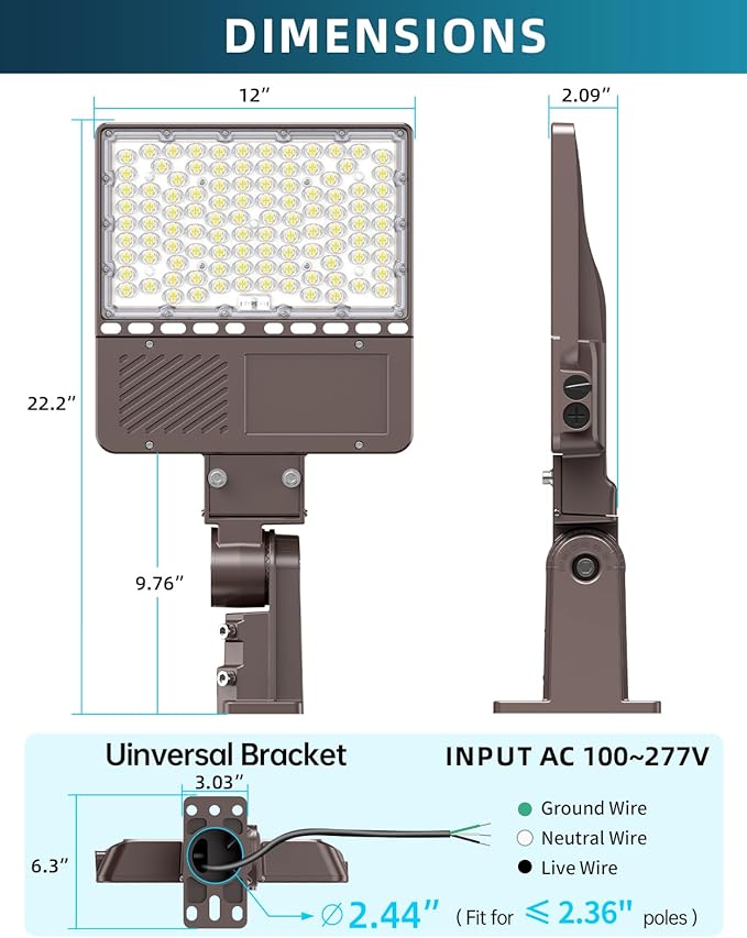 9PCS LED Parking Lot Lights 150W 120W 90W, LED Shoebox Light 5700K 5000K 4500K Adjustable Arm&Slip Fitter, DLC Listed Outdoor Pole Light with Photocell, IP65 Commercial Street Area Lighting 100-277V