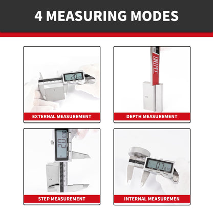 6 inch Stainless Steel Digital Caliper (IP54) & Stainless Steel Rule Set, Easy Switch from Inch/Metric/Fraction, Splash-Proof Protection with Large LCD Display – DIY/Household