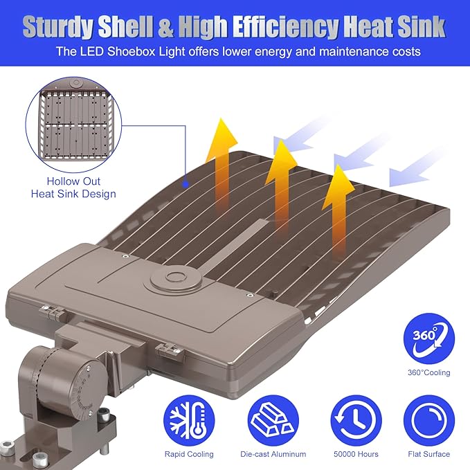 BBESTLED 400W LED Parking Lot Light 56000 Lumen, UL DLC Parking lot Flood Lights with Arm Mount, Street Area IP65 5000K Waterproof 100-277VAC Input, Outdoor LED Stadium Pole Light