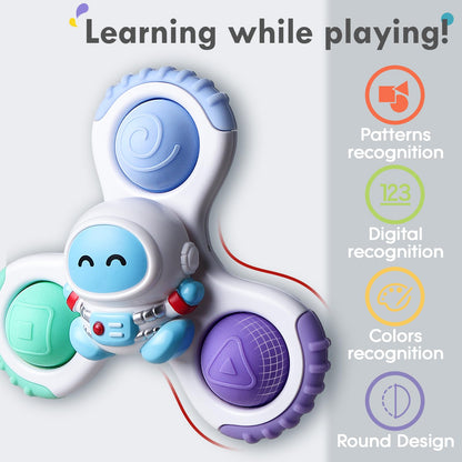 ALASOU 3PCS Pop Suction Cup Spinner Toys for 1 Year Old Boy Girl|Novelty Spinning Tops Toddler Toys Age 1-2|Sensory Baby Bath Toy for Toddlers 1-3|12 18 Months Boy Birthday Gift for Infant