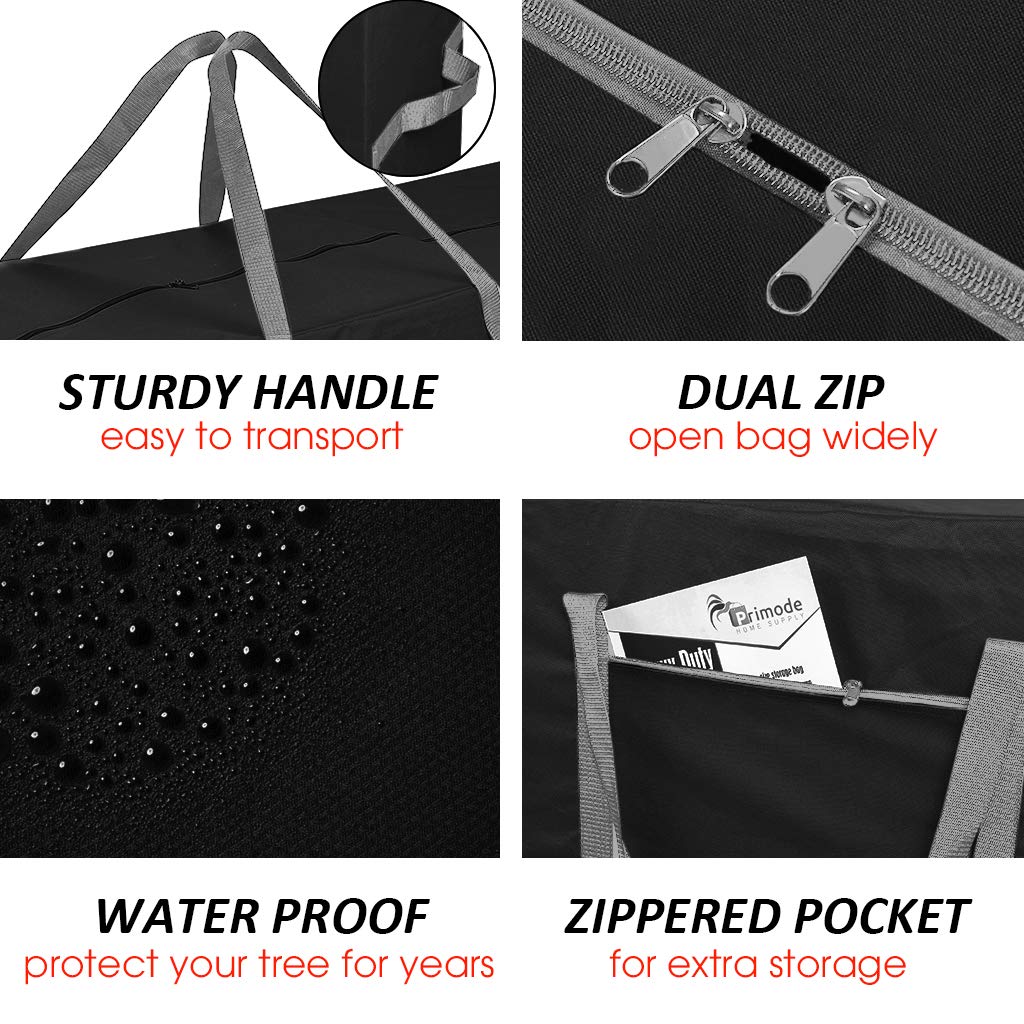 Primode Heavy Duty Christmas Tree Storage Bag, Fits Up to 9 Ft. Tall Disassembled Trees, 25" H X 20" W X 65" L, Durable 600D Oxford Material, Heavy Duty Xmas Storage Container (Black)