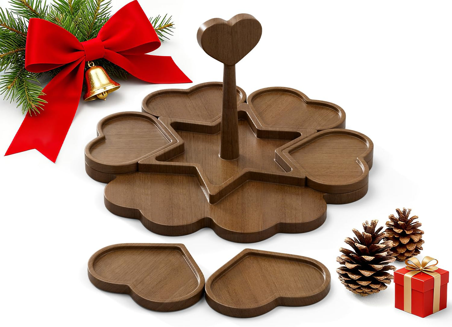Dofira Charcuterie Board and Serving Set, Heart Shaped Christmas Funny Charcuterie Board with Handle, House Warming Gifts New Home, Wedding Gift for Couple, Bridal Shower Gift, White Elephant Gifts