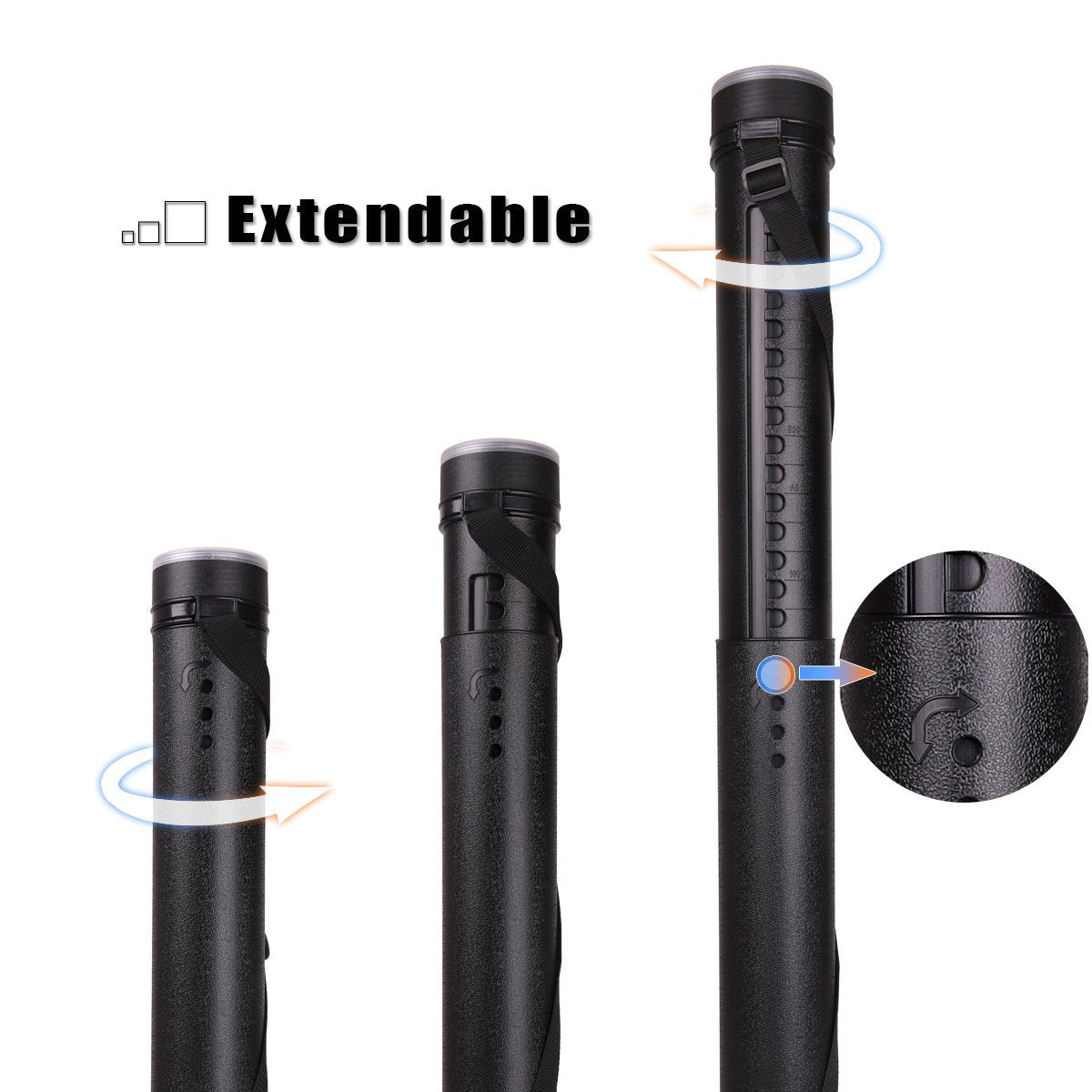 TRANSON Durable Poster Storage Tube with Straps 24"-40" Extendable for Blueprints, Artwork, Maps, Posters Color Black