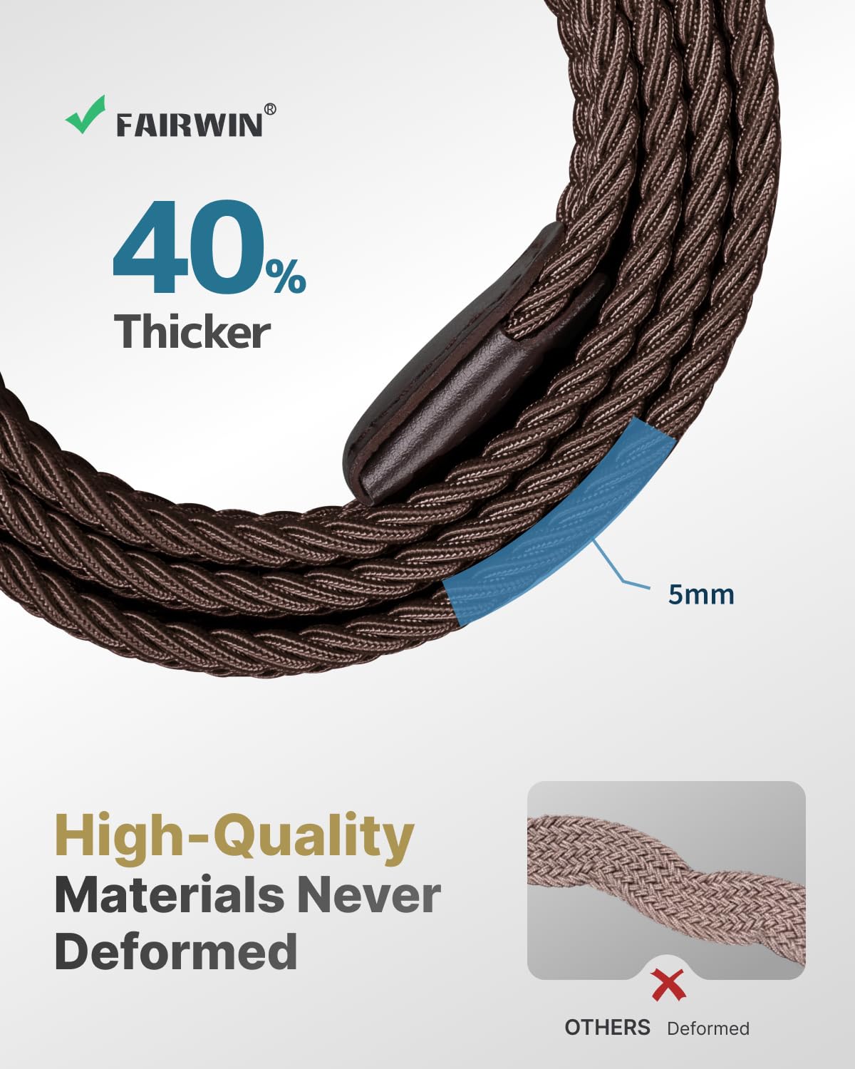 FAIRWIN Mens And Womens Stretchy Belts for Jeans Braided Casual Golf Belt 1 3/8/'' Brown Belts for Men Stretch Nylon Mesh Belt