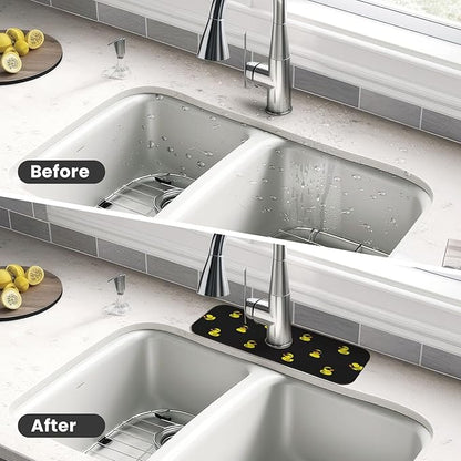 Duck Ducky Sunglasses Yellow Kitchen Sink Splash Guard Faucet Mat Super