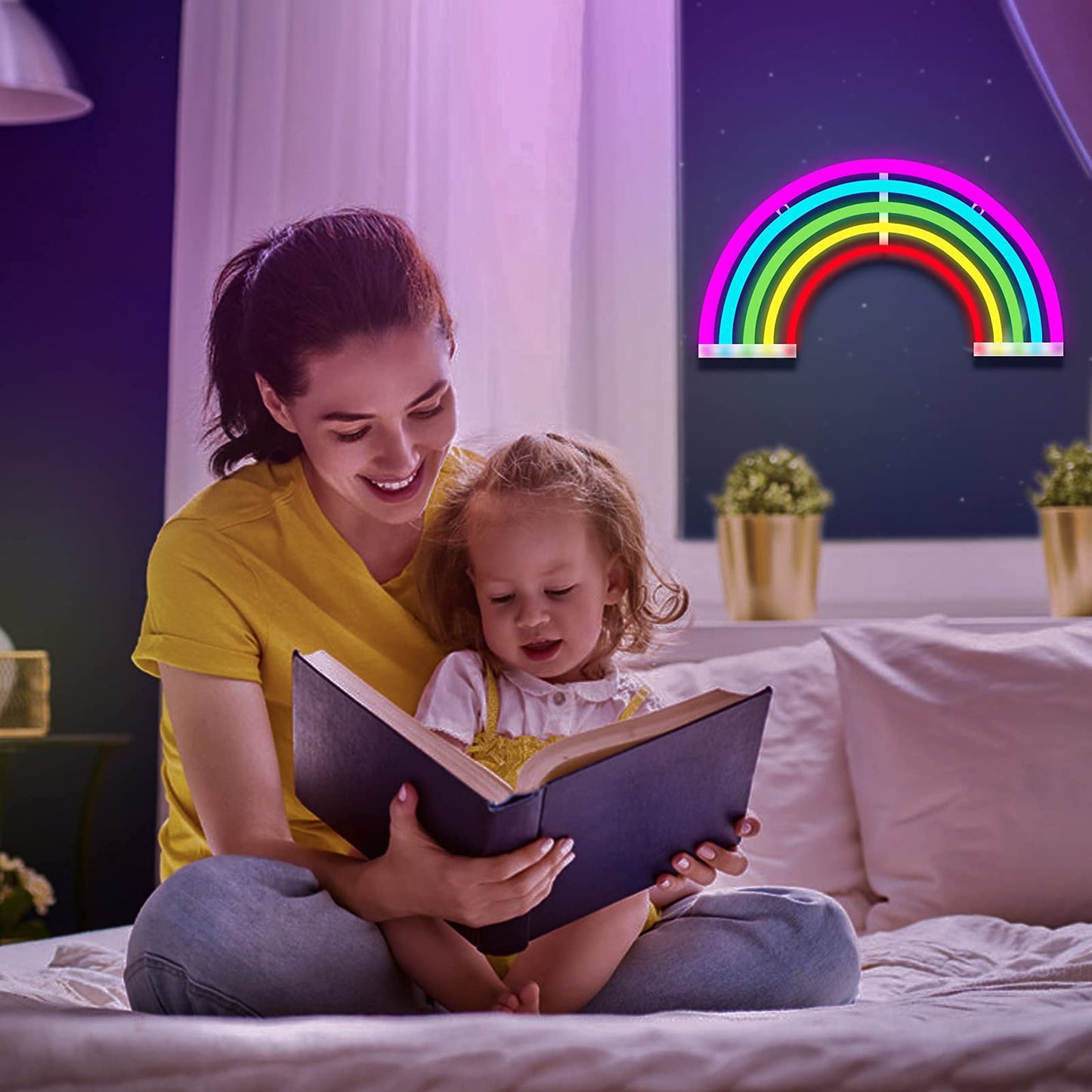 ENUOLI Rainbow Neon Light Signs Wall Decoration USB Powered or Battery Night Light LED Neon Decor Sign Lamp for Dorm Room Bedroom Table Christmas Party Birthday Party Wedding Kids Room Kids Gift