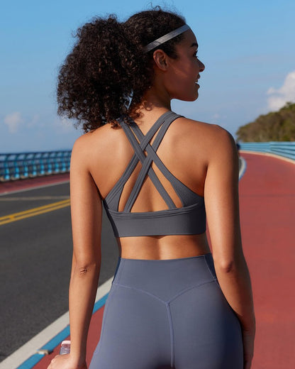 RUNNING GIRL Sports Bras for Women 3 Pack,Running Sports Bra for Women High Support with Removable Pads(WX3011_Black+Grey+White_M)