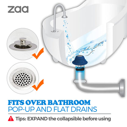 Bathtub Drain Hair Catcher, Silicone Collapsible 1 Pack Drain Protector for Pop-Up and Regular Drains of Shower, Bathtub, Tub, Bathroom, Sink, Dark-Blue