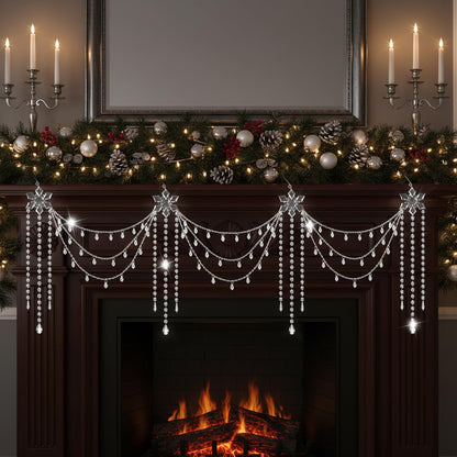 Yalikop 6 ft Crystal Tassel Garland Decoration Wedding Party Favor Ornament Clear Acrylic Hanging for Wedding Table Wall Stair Railings Winter Wonderland Decorations