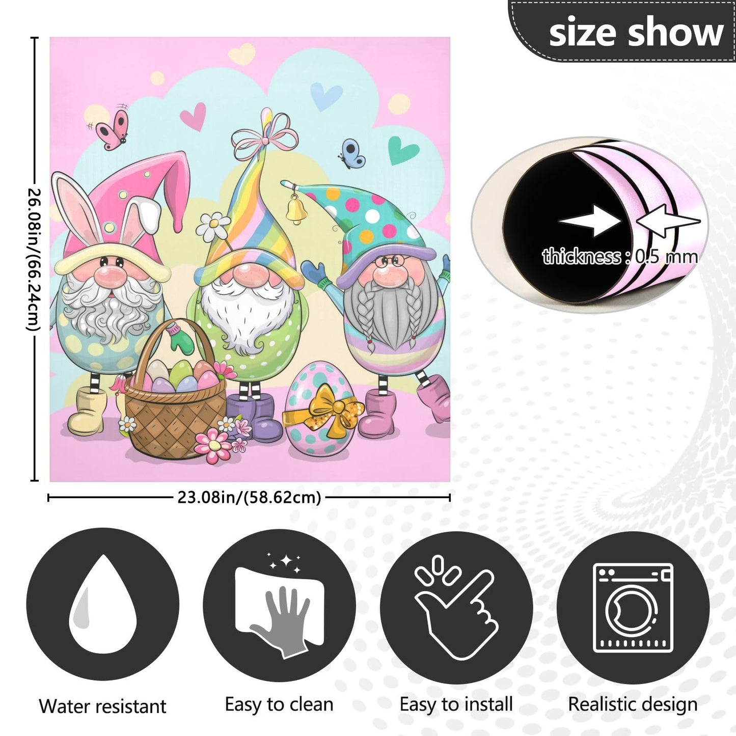 Kigai Easter Gnome Dishwasher Magnet Cover, Reuseable Kitchen Fridge Door Magnet Sticker, Waterproof Refrigerator Microwave Magnet Cover Hoilday Party Decor, 23 x 26 Inch