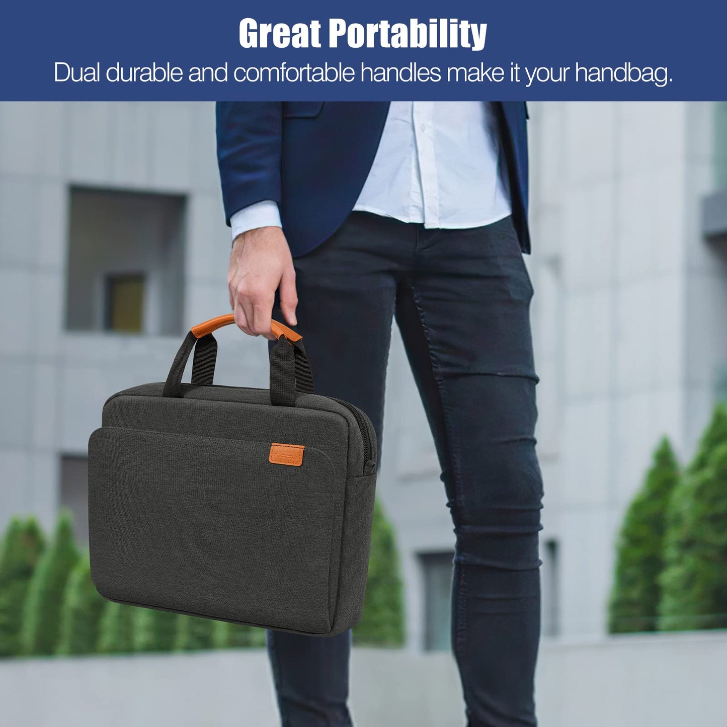 MoKo 13-14 Inch Laptop Sleeve Bag, Protective Handle Shoulder Bag Fits New 13-inch Mac Air M5/Mac Neo A18 Pro, 14-inch MacPro M5/M4/M3/M2/M1, 13-inch Mac Air M4/M3/M2/M1, Black & Gray